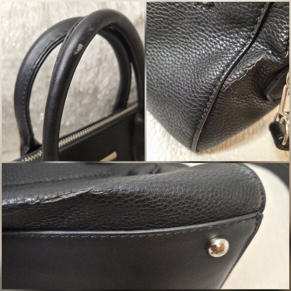 David Jones Black Pebbled Faux-Leather Satchel Crossbody Handbag - Picture 15 of 16
